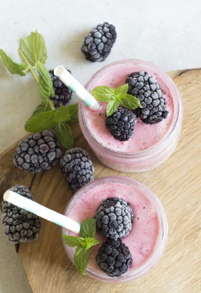 Recovery berry smoothie drink for mountain bikers